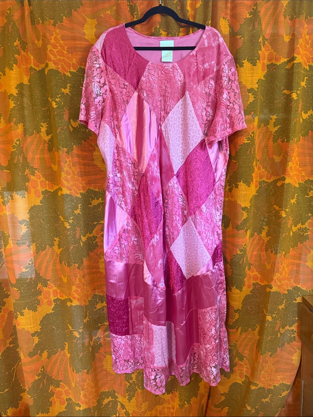 Roaman's Pink Patchwork Maxi Dress